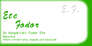 ete fodor business card